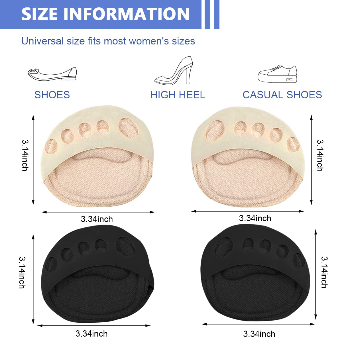 HASTHIP 4 Pairs Forefoot Pads Honeycomb Fabric Ball of Foot Cushion Metatarsal Pads for Women, Reusable High Heels Invisible Socks, Comfortable Non-Slip Toe Sleeves for Relieving Foot Fatigue HASTHIP 4 Pairs Forefoot Pads Honeycomb Fabric Ball of Foot Cushion Metatarsal Pads for Women, Reusable High Heels Invisible Socks, Comfortable Non-Slip Toe Sleeves for Relieving Foot Fatigue